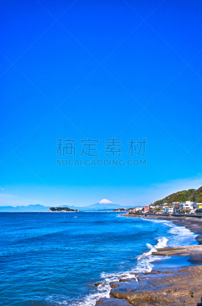 富士山,山,相模湾,镰仓市,海岬,自然,垂直画幅,天空,无人,日本