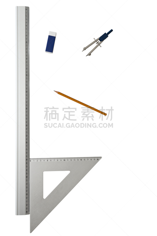 工具,建筑师,白色背景,三角板,圆规,商务,几何形状,计划书,工程师,橡皮擦