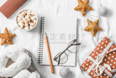 干净,热可可,肉桂,棉花软糖,空白的,笔记本,做计划,创造力,概念