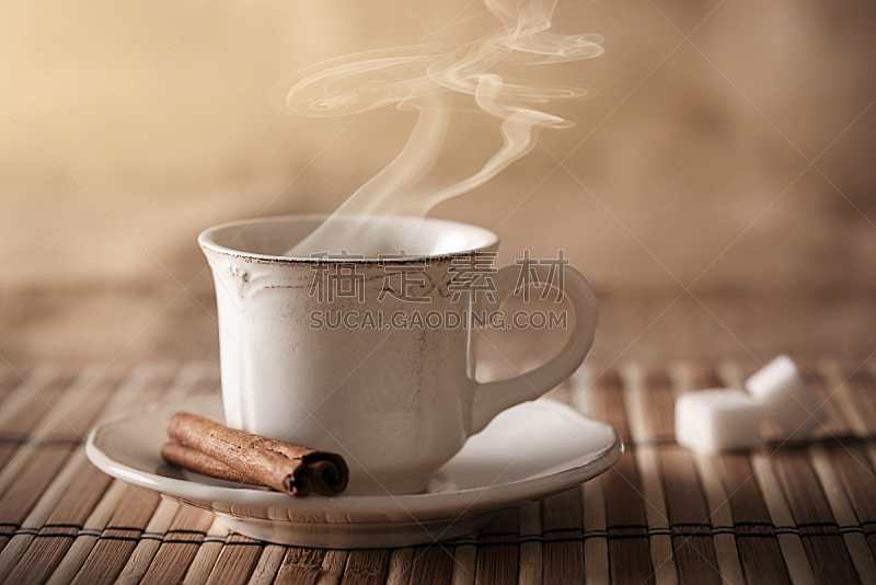 咖啡,杯,热,褐色,水平画幅,无人,茶碟,早晨,饮料,烟