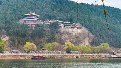 龙门石窟,宝塔,风景,东,山,洛阳,河南省,漓江,河堤,河岸