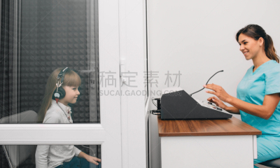 听力学家,女孩,办公室,羊毛帽,健康保健,医学检测,助听器,拉脱维亚,隔音的,药