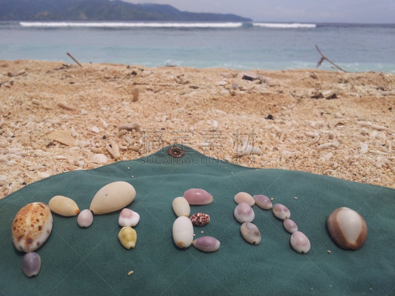 吉利每诺,海滩,子安贝,紫贝,海滩巾,水平画幅,消息,旅行者,户外,海洋