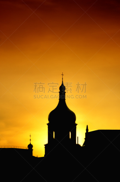 乌克兰,垂直画幅,天空,灵性,古老的,曙暮光,基辅,剪影
