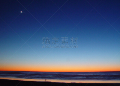 伴侣,海滩,月光,碧洋海滩,旧金山海洋滩,水平画幅,夜晚,黄昏,加利福尼亚,旧金山