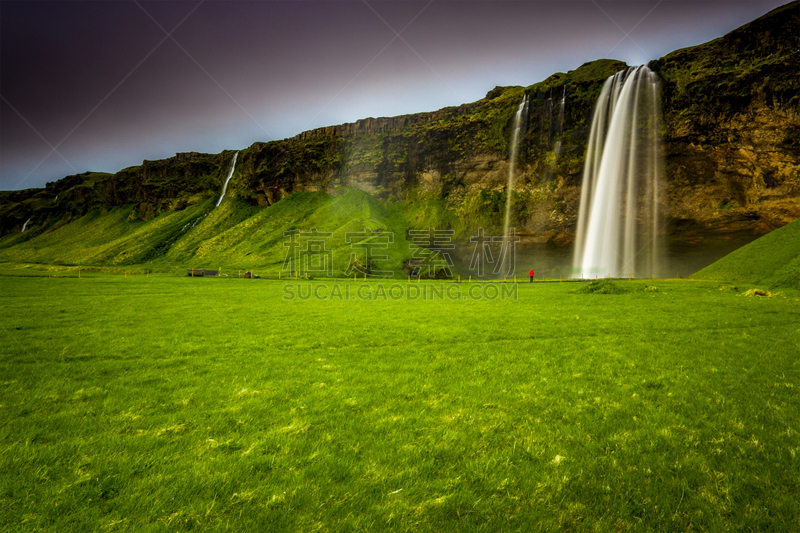 seljalandsfoss waterfall,树林瀑布,维克,水,天空,水平画幅,瀑布,无人,夏天,户外