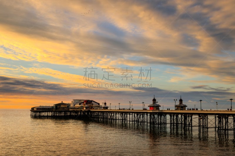 北环码头,布莱克浦,自然,天空,度假胜地,休闲活动,水平画幅,码头,鸟类,英格兰