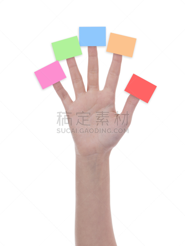 五个物体,便签,空白的,多重任务,留言板,任务清单,清单,垂直画幅,提示,选择