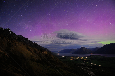 新西兰,南极光,水平画幅,皇后镇,无人,摄影