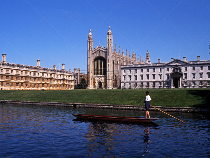 英格兰,宽的,剑桥,都市风景,用篙撑船,剑河,剑桥大学,剑桥郡,平底船