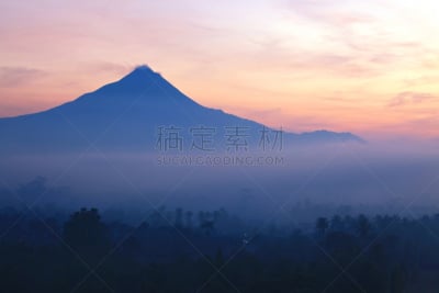 墨拉皮火山,山,日惹特区,自然,水平画幅,地形,无人,火山地形,全景,户外