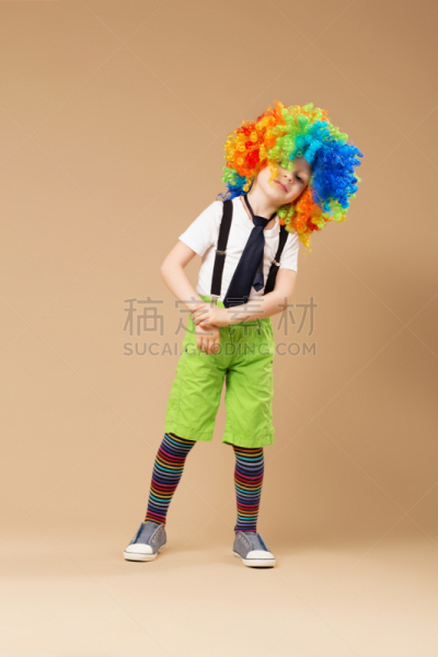 假发,小丑,男孩,乐趣,舞蹈,领巾,学校宴会,背带,特色服装,演出服
