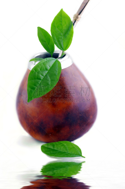 叶子,杯,马黛茶,绿色,分离着色,吸管,皮革,垂直画幅,褐色,阿根廷
