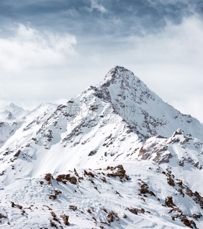 云,山,地形,在上面,雪山,垂直画幅,天空,美,坤布,雪