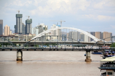 兰州,黄河,甘肃省,斜拉桥,丝绸之路,河岸,天空,旅游目的地,水平画幅,云