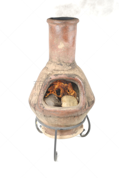 火盆,粘土,火炉,垂直画幅,木制,圆木,背景分离,烟,装饰品,火