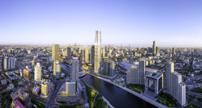 天津市,全景,城市天际线,天空,水平画幅,无人,户外,云景,都市风景,现代