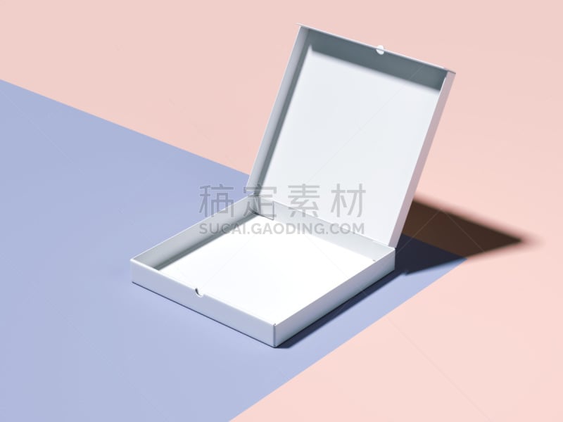 Blue-pink branding mockup with opened box. 3d rendering