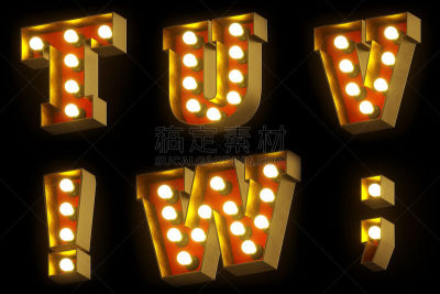 三维图形,电灯泡,字体,夜晚,开演时间,剧场标牌,背景分离,字母,照明设备