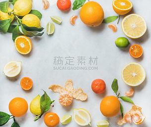 清新,健康食物,柑橘属,多样,概念,留白,边框,水平画幅,高视角,生食