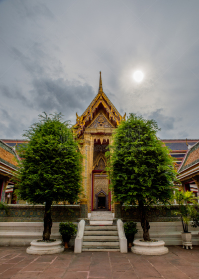 玉佛寺,曼谷,普拉考乌敦陶佛寺,寺庙殿堂,垂直画幅,留白,无人,户外,班戈寇科省