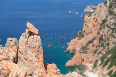 夏天,岩石,海洋,科西嘉,热,piana,南科西嘉,水,水平画幅,无人