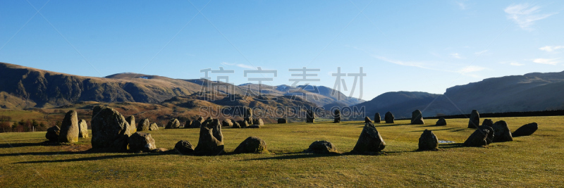 城堡,凯立克,坎布里亚,纪念碑,天空,圆形,石圈,水平画幅,山,秋天