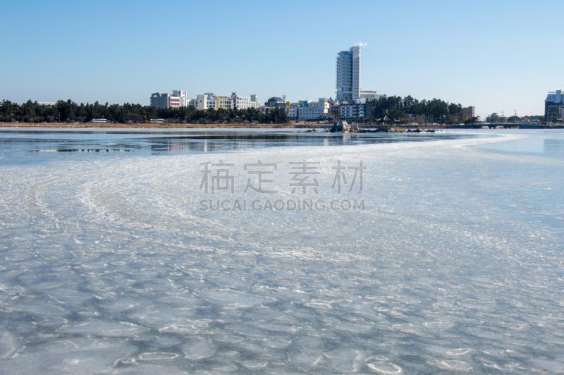 湖,平昌郡,冻结的,江陵市,水,美