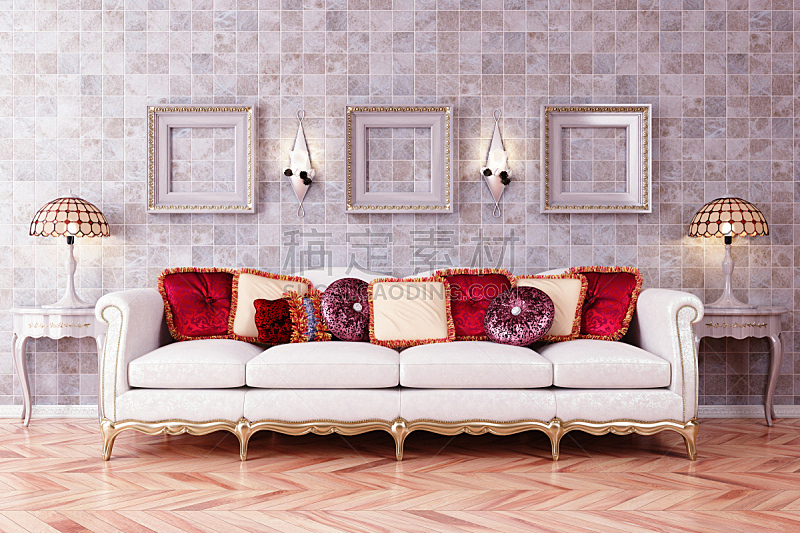沙发,室内,华贵,褐色,水平画幅,形状,无人,硬木地板,玻璃,灯