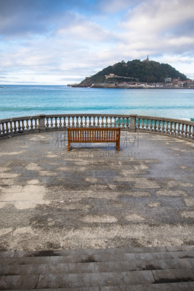 大西洋,海滩,山,圣塞瓦斯蒂安,岛,西班牙,风景,巴斯克地区,圣他克拉拉,海湾