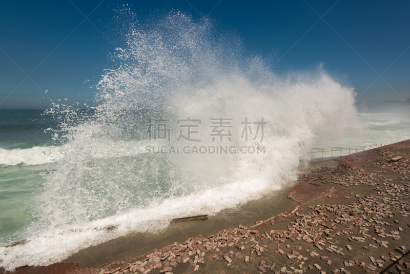 波浪,巨大的,南美,水,风,暴风雨,圣康拉多海滩,水平画幅,无人,大西洋