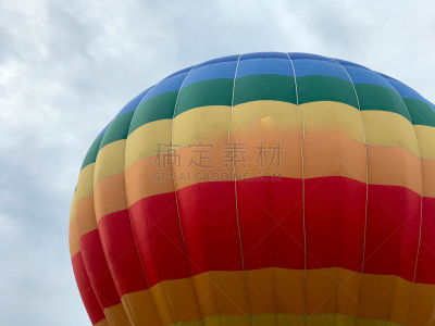 篮子,天空,黄昏,停车楼,彩虹,明亮,巨大的,条纹,圆形,热气球