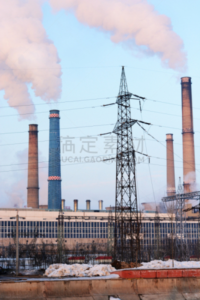 工业建筑,植物,科罗拉多州,烟囱,多代家庭,烟,心脏泵,热电厂,集中供热厂,公共设施