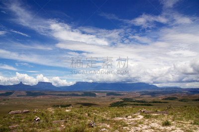 蓝色,云,在下面,罗赖马山,平顶山,canaima,圭亚那,天空,水平画幅,户外