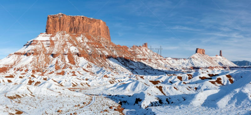 雪,山谷,云,犹他,红岩石,沙漠,卡司特峡谷州立公园,岩石,户外,天空