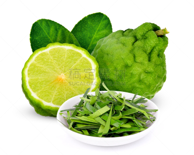 佛手柑,白色背景,叶子,一半的,分离着色,泰国柠檬,蔬菜,横截面,健康保健,部分
