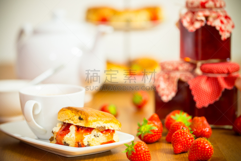 下午茶,自制的,奶制品,水平画幅,无人,蛋糕,膳食,英格兰,夏天,甜点心