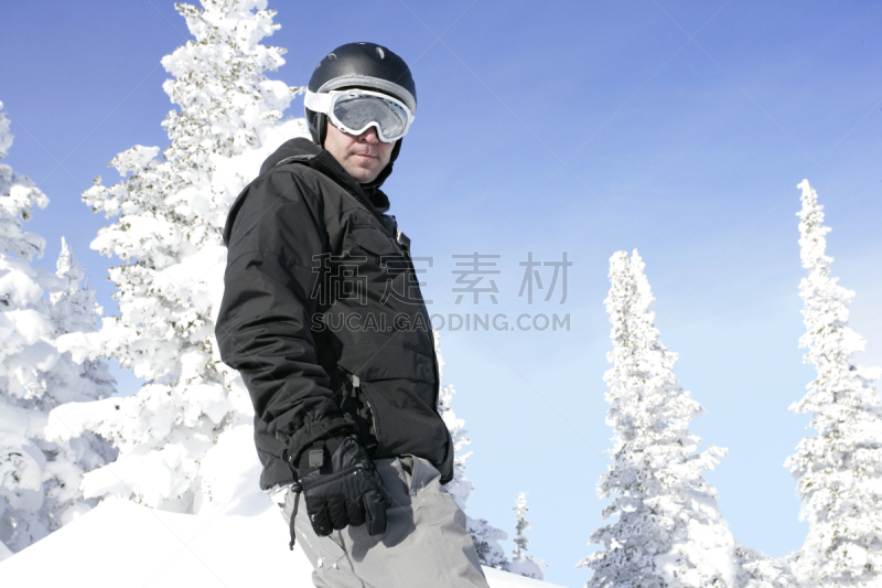 男人,雪板,森瓦利,爱达荷,天空,留白,度假胜地,休闲活动,水平画幅,雪