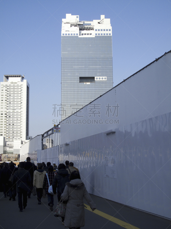 梅田,大阪府,垂直画幅,天空,无人,蓝色,大阪市,日本,城市,近畿区域