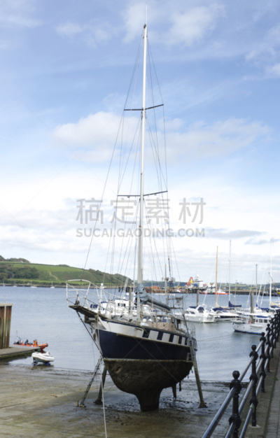 游艇,海港,垂直画幅,停泊的,桅,彩色图片,无人,法耳默斯,Falmouth,摄影