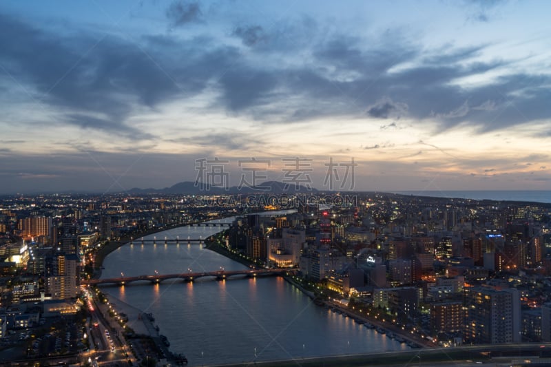 新泻县,都市风景,日本,三只动物,城市天文台,信浓川,城镇景观,观测点,天空,水平画幅