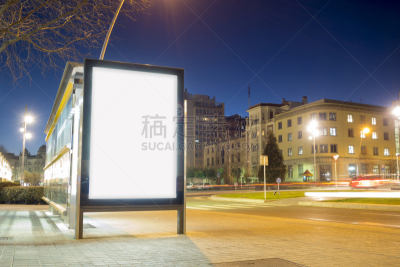公共汽车站,空白的,轻蔑的,正下方视角,留白,公园,水平画幅,夜晚,交通