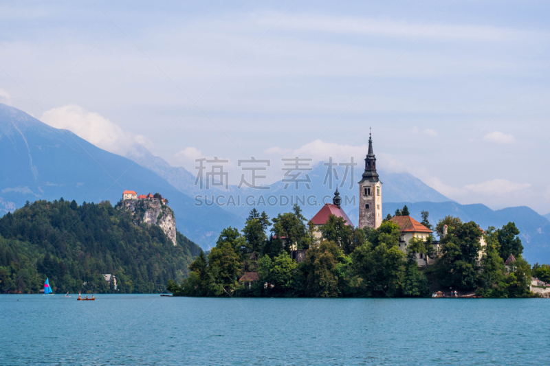 布雷德湖,水,天空,灵性,公园,水平画幅,山,julian alps,无人