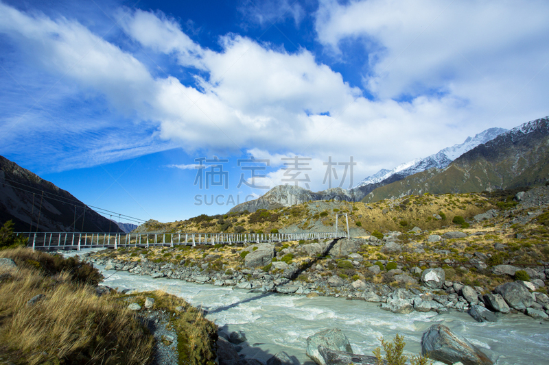 回旋桥,山谷,霍克湖,库克山,钢缆,木桩,巨石,水,天空,水平画幅