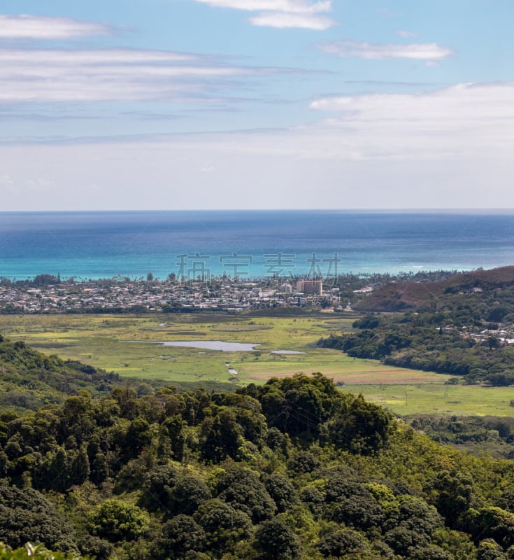 海岸线,檀香山,怒族,努阿努帕里大风口,旅途,云景,太平洋岛屿,热带气候,著名景点,夏天