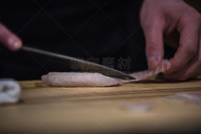 生鱼片,海产,清新,切片食物,工艺品,板前厨师,鲑鱼排,商业厨房,餐刀,正面视角