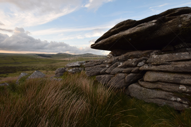 bodmin moor,突岩,老鹰,桨叉架船,康沃尔,旷野,停泊的,摩尔人风格,水平画幅,风化的