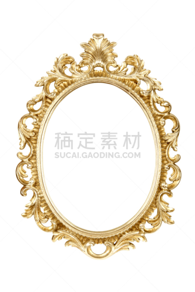 相框,黄金,白色背景,分离着色,椭圆形,镜子,镀金的,边框,金色,art deco风格