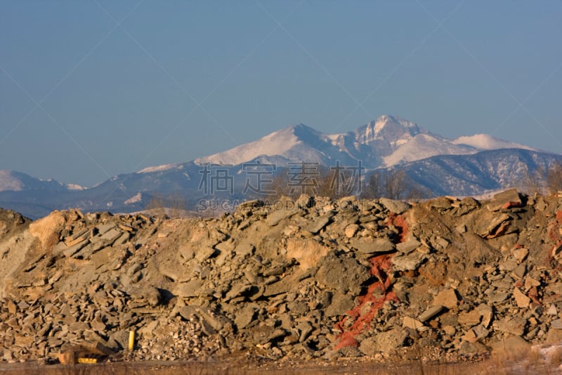 雪,建筑业,顺序,山顶,朗斯峰,垃圾,留白,洛矶山脉,水平画幅,无人