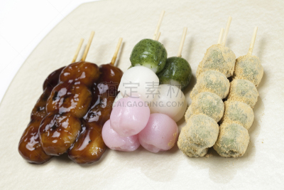 饺子,三只动物,甜米糕,糯米团,茶道,日本点心,水平画幅,无人,日本,小吃